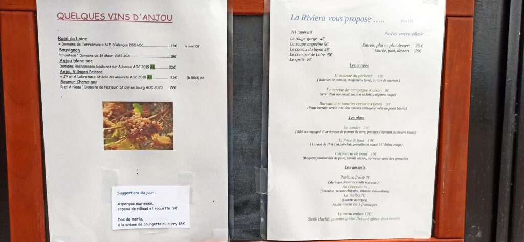 carte prix restaurant la riviera